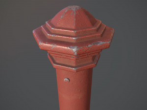 barrier bollard pack 3 red v3 low poly lods 3D 모델
