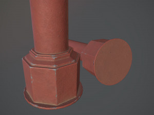 barrier bollard pack 3 red v3 low poly lods 3D 모델