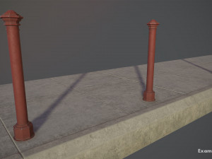 barrier bollard pack 3 red v3 low poly lods 3D 모델