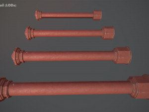 barrier bollard pack 3 red v3 low poly lods 3D 모델