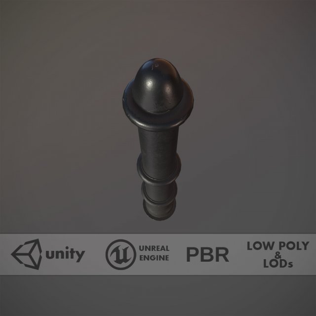 barrier bollard pack 5 black v1 low poly lods 3D Model .c4d .max .obj .3ds .fbx .stl .blend 