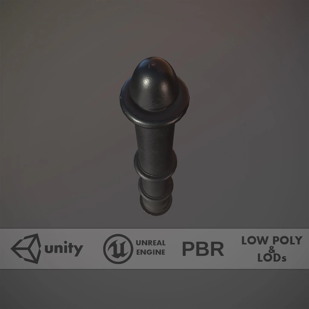 barrier bollard pack 5 black v1 low poly lods 3D Model .c4d .max .obj .3ds .fbx .stl .blend 