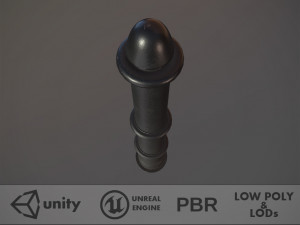 barrier bollard pack 5 black v1 low poly lods 3D मॉडल