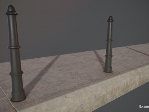 barrier bollard pack 5 black v1 low poly lods 3D Model