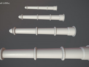 barrier bollard pack 5 black v1 low poly lods 3D Model