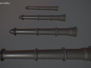 barrier bollard pack 5 black v1 low poly lods 3D Model
