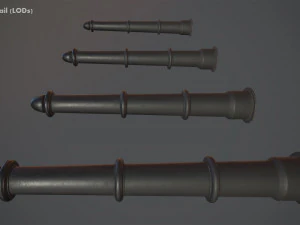 barrier bollard pack 5 black v1 low poly lods 3D Model
