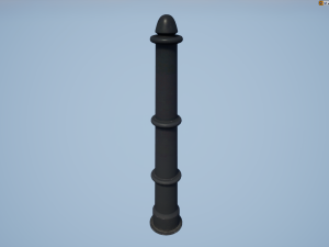 barrier bollard pack 5 black v1 low poly lods 3D Model