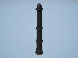 barrier bollard pack 5 black v2 low poly lods Modèle 3D