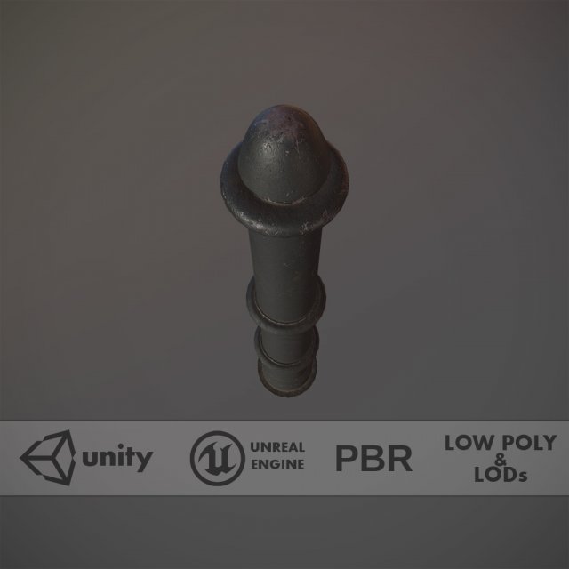barrier bollard pack 5 black v3 low poly lods Modelo 3D .c4d .max .obj .3ds .fbx .stl .blend 