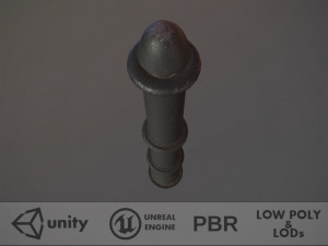 barrier bollard pack 5 black v3 low poly lods 3D मॉडल