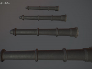 barrier bollard pack 5 black v3 low poly lods Modelo 3D