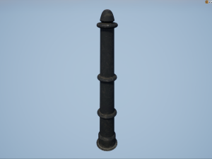barrier bollard pack 5 black v3 low poly lods Modelo 3D