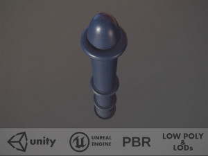 barrier bollard pack 5 blue v1 low poly lods 3D मॉडल