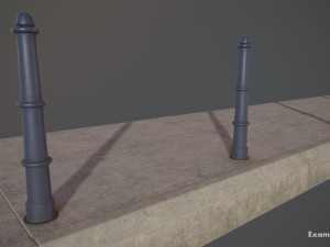 barrier bollard pack 5 blue v1 low poly lods 3D 모델