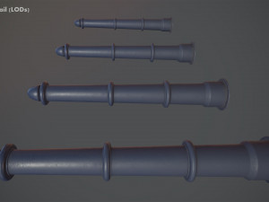 barrier bollard pack 5 blue v1 low poly lods 3D 모델