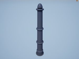 barrier bollard pack 5 blue v1 low poly lods 3D 모델