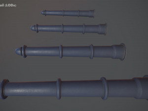barrier bollard pack 5 blue v2 low poly lods Modelo 3D
