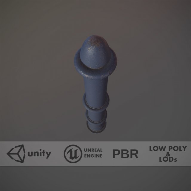 barrier bollard pack 5 blue v3 low poly lods 3D 모델 .c4d .max .obj .3ds .fbx .stl .blend 