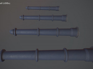 barrier bollard pack 5 blue v3 low poly lods 3D 모델