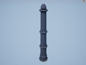 barrier bollard pack 5 blue v3 low poly lods 3D 모델