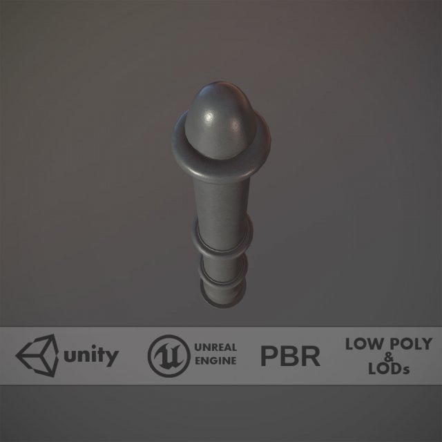 barrier bollard pack 5 gray v1 low poly lods 3D Модель .c4d .max .obj .3ds .fbx .stl .blend 