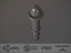 barrier bollard pack 5 gray v1 low poly lods 3D मॉडल