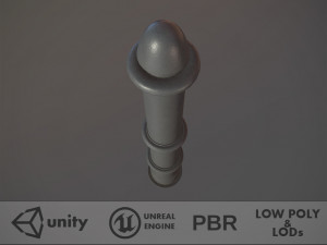 barrier bollard pack 5 gray v2 low poly lods 3D मॉडल