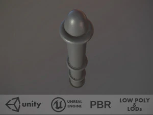 pack borne barrière 5 gris v2 low poly lods Modèle 3D