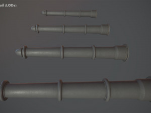 barrier bollard pack 5 gray v2 low poly lods Modelo 3D