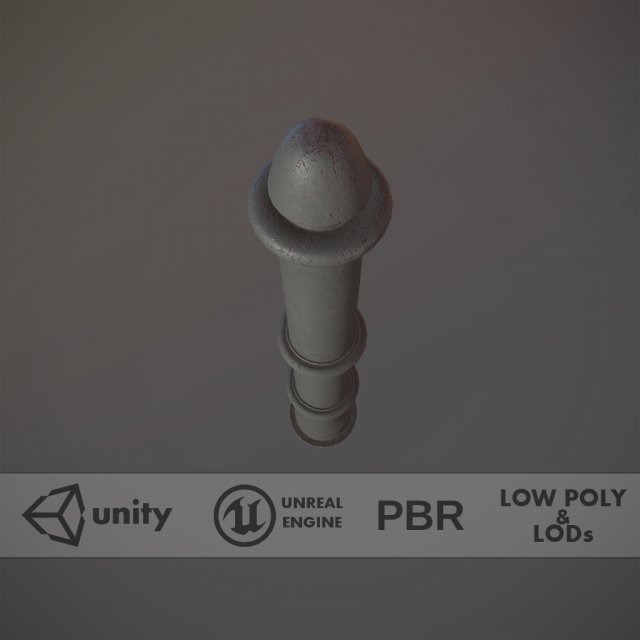 barrier bollard pack 5 gray v3 low poly lods 3Dモデル .c4d .max .obj .3ds .fbx .stl .blend 