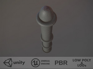 barrier bollard pack 5 gray v3 low poly lods 3D Модель