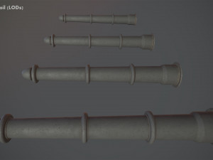 barrier bollard pack 5 gray v3 low poly lods 3Dモデル