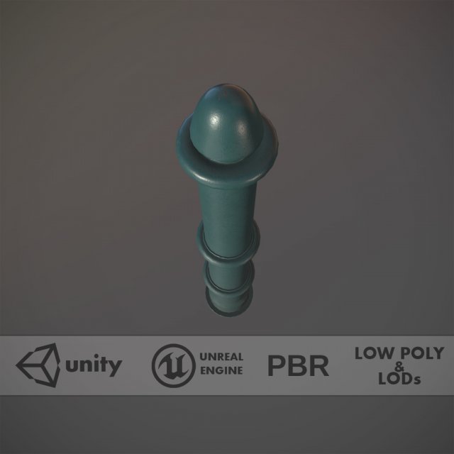 barrier bollard pack 5 green v1 low poly lods Modelo 3D .c4d .max .obj .3ds .fbx .stl .blend 