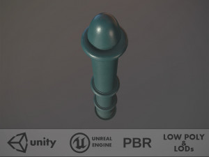 barrier bollard pack 5 green v1 low poly lods 3D Модель