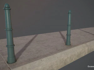 बैरियर बोलार्ड पैक 5 ग्रीन वी1 लो पॉली लॉड्स 3D मॉडल