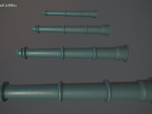 barrier bollard pack 5 green v1 low poly lods Modelo 3D