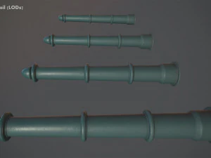 बैरियर बोलार्ड पैक 5 ग्रीन वी1 लो पॉली लॉड्स 3D मॉडल