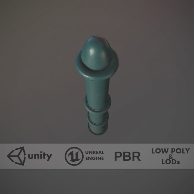 barrier bollard pack 5 green v2 low poly lods Modello 3D .c4d .max .obj .3ds .fbx .stl .blend 