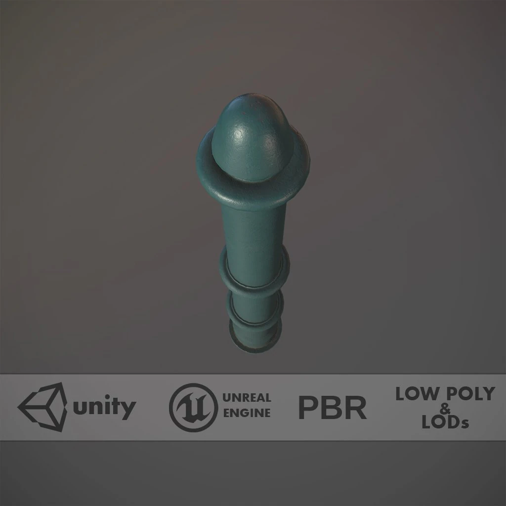 barrier bollard pack 5 green v2 low poly lods 3D Model .c4d .max .obj .3ds .fbx .stl .blend