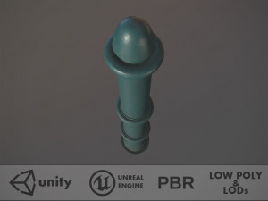 barrier bollard pack 5 green v2 low poly lods 3D Модель