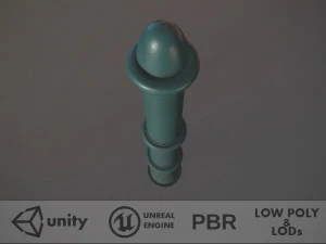 pacote de poste de amarra&ccedil;&atilde;o de barreira 5 green v2 low poly lods Modelo 3D