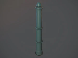 barrier bollard pack 5 green v2 low poly lods 3D Model
