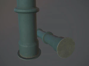 barrier bollard pack 5 green v2 low poly lods 3D Model