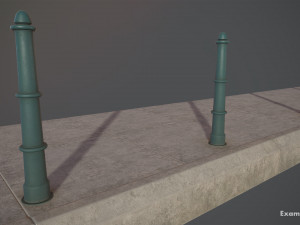 barrier bollard pack 5 green v2 low poly lods Modello 3D