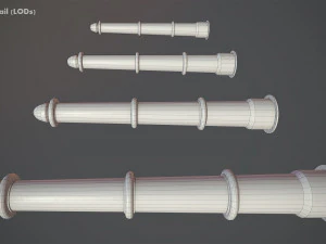 barrier bollard pack 5 green v2 low poly lods 3D Model