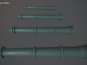 barrier bollard pack 5 green v2 low poly lods Modello 3D