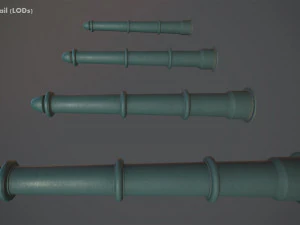 barrier bollard pack 5 green v2 low poly lods 3D Model
