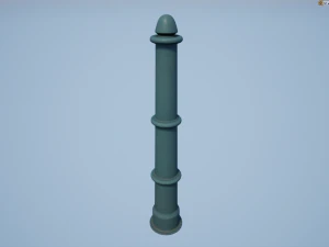 barrier bollard pack 5 green v2 low poly lods 3D Model