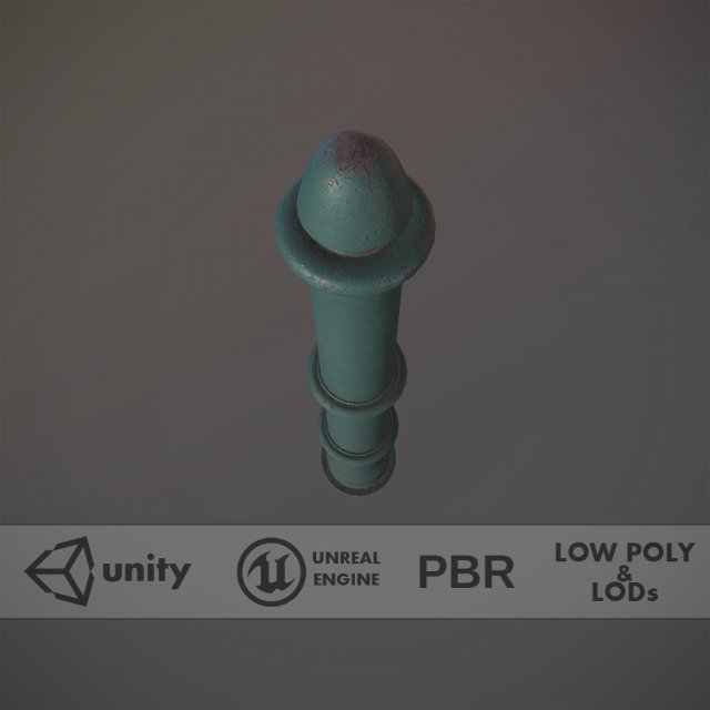 barrier bollard pack 5 green v3 low poly lods Modelo 3D .c4d .max .obj .3ds .fbx .stl .blend 